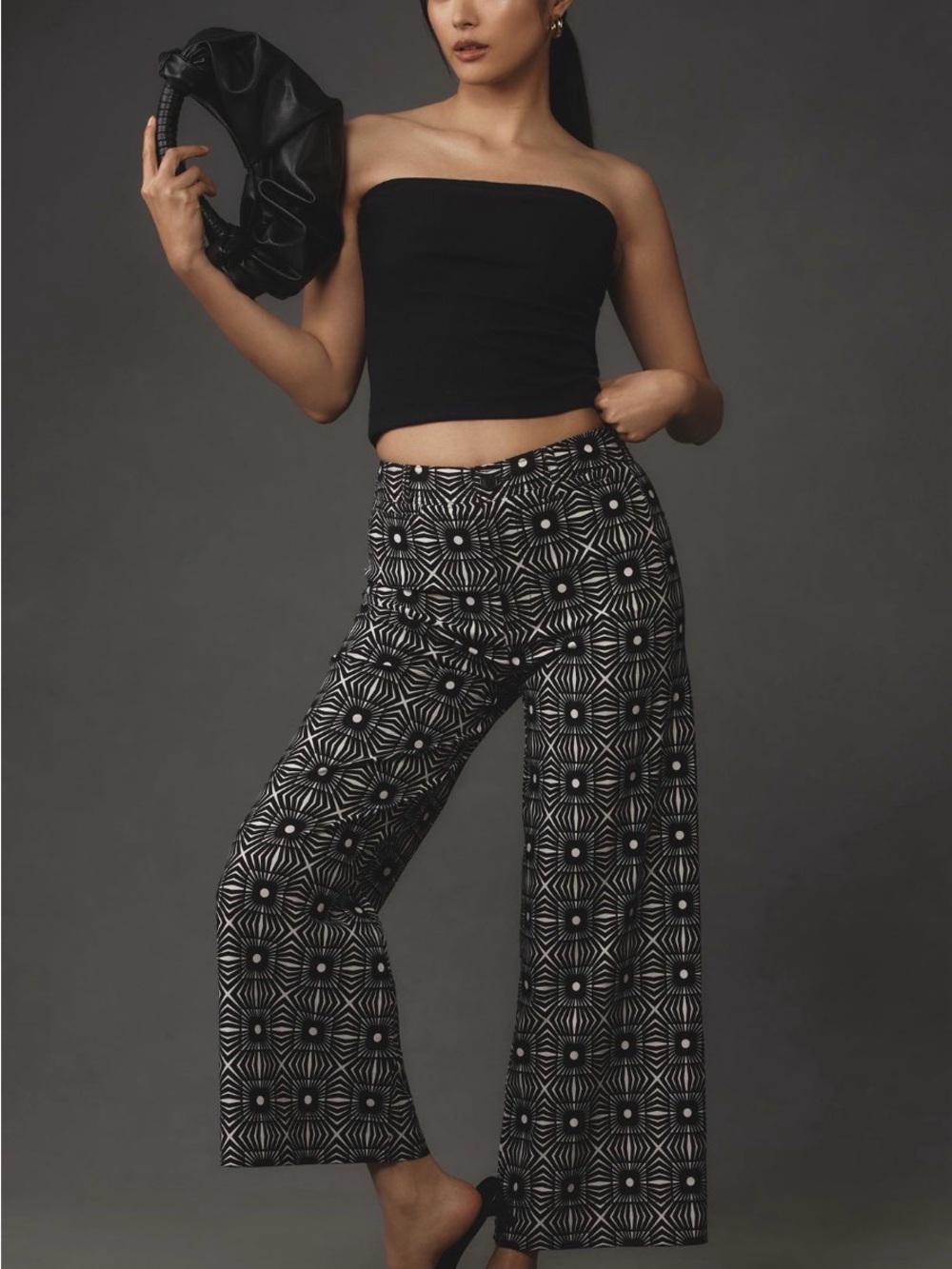 Maeve Black & White Ettie High rise, cropped printed pants sz 28